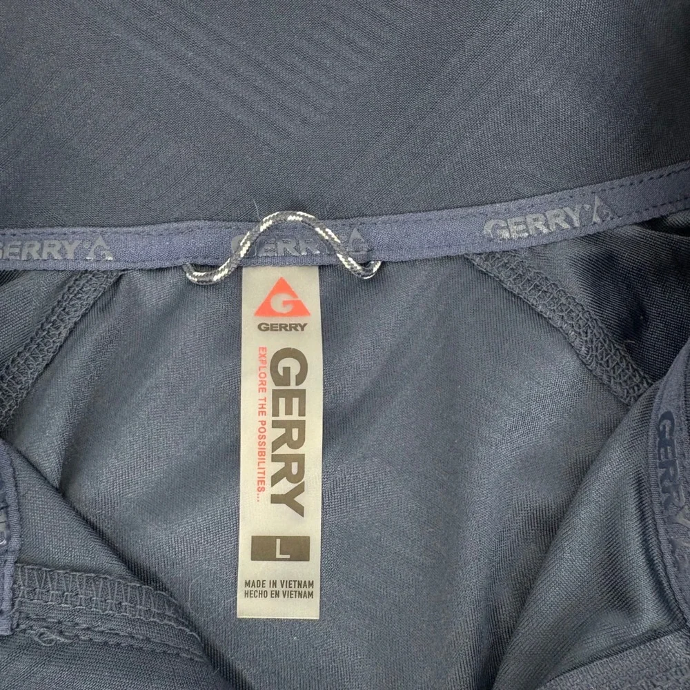 Gerry Men's Dark Blue Herringbone 1/4 Zip Pullover Athletic‎ Shirt Size L